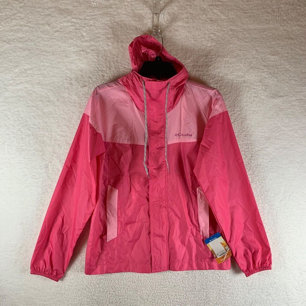 Columbia Women's Flash Challenger Hooded Windbreaker Jacket Pink‎ Size S NWT